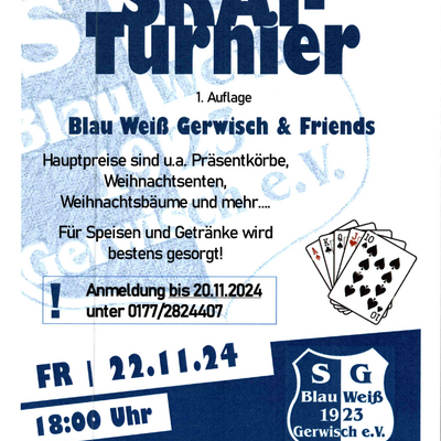 Skat Turnier Blau Weis Gerwisch